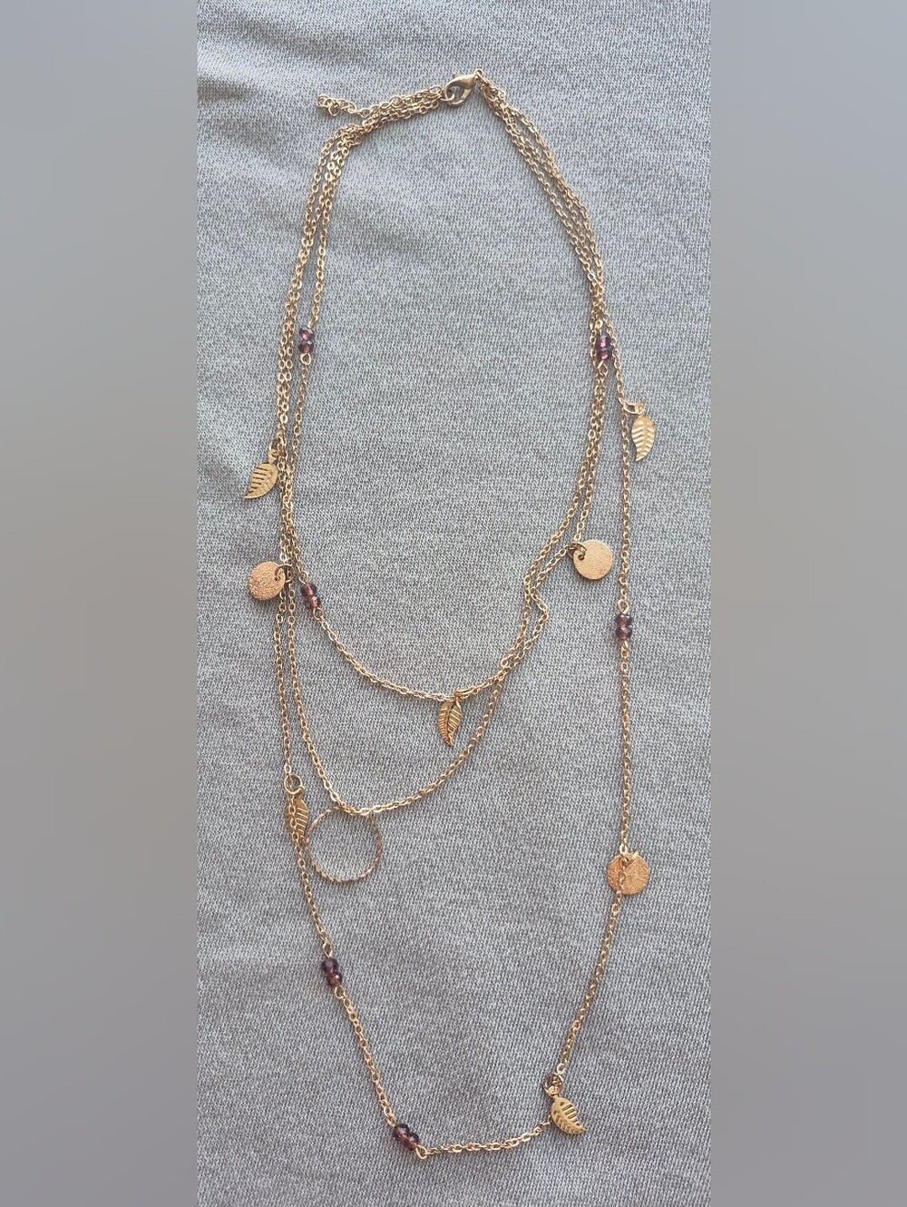 Gold-Tone Layered Leaf & Disc Necklace - Women Jewelry